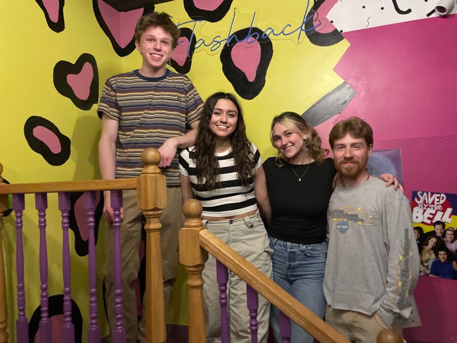 Group of five on the Flashback stairs